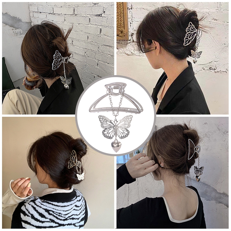 Kẹp tóc họa tiết bướm phong cách retro Hàn Quốc cho nữ