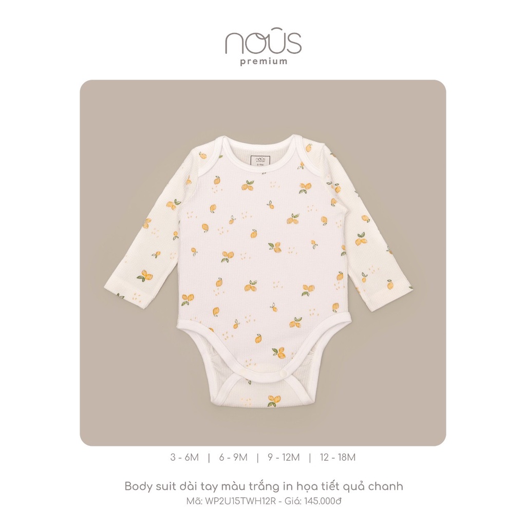[CHÍNH HÃNG] Bodysuit dài tay thu đông trẻ em in họa tiết quả Nous