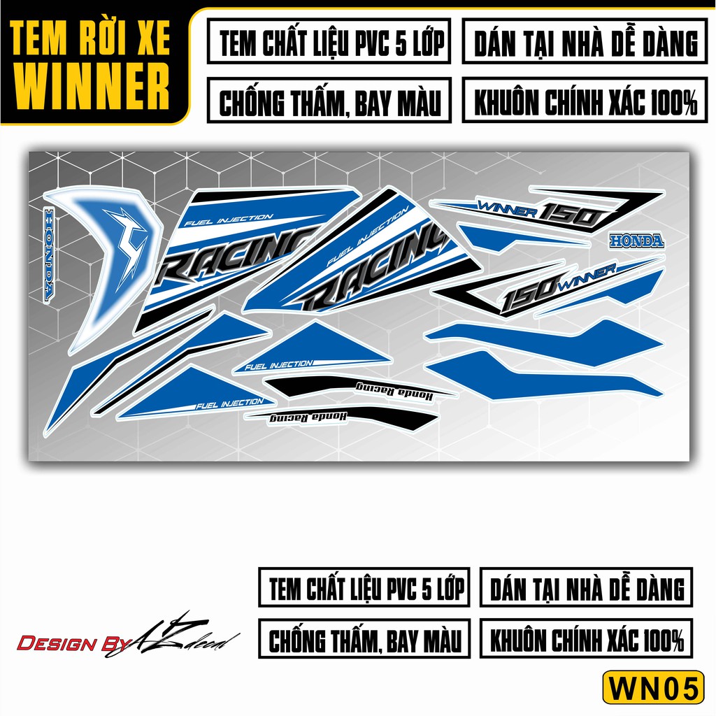 Tem Rời Xe Honda Winner Racing 150 | 2WN05 | Decal Chế Dán Xe Máy Winner V1 Chống Thấm Nước, Bền Màu