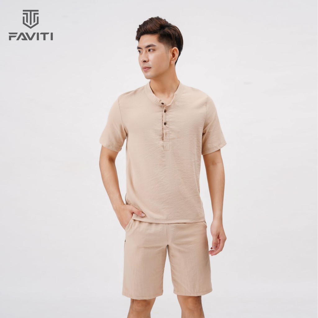 Bộ đũi nam cổ trụ phối cúc mặc mùa hè mát mà vẫn rất sang nha | BigBuy360 - bigbuy360.vn