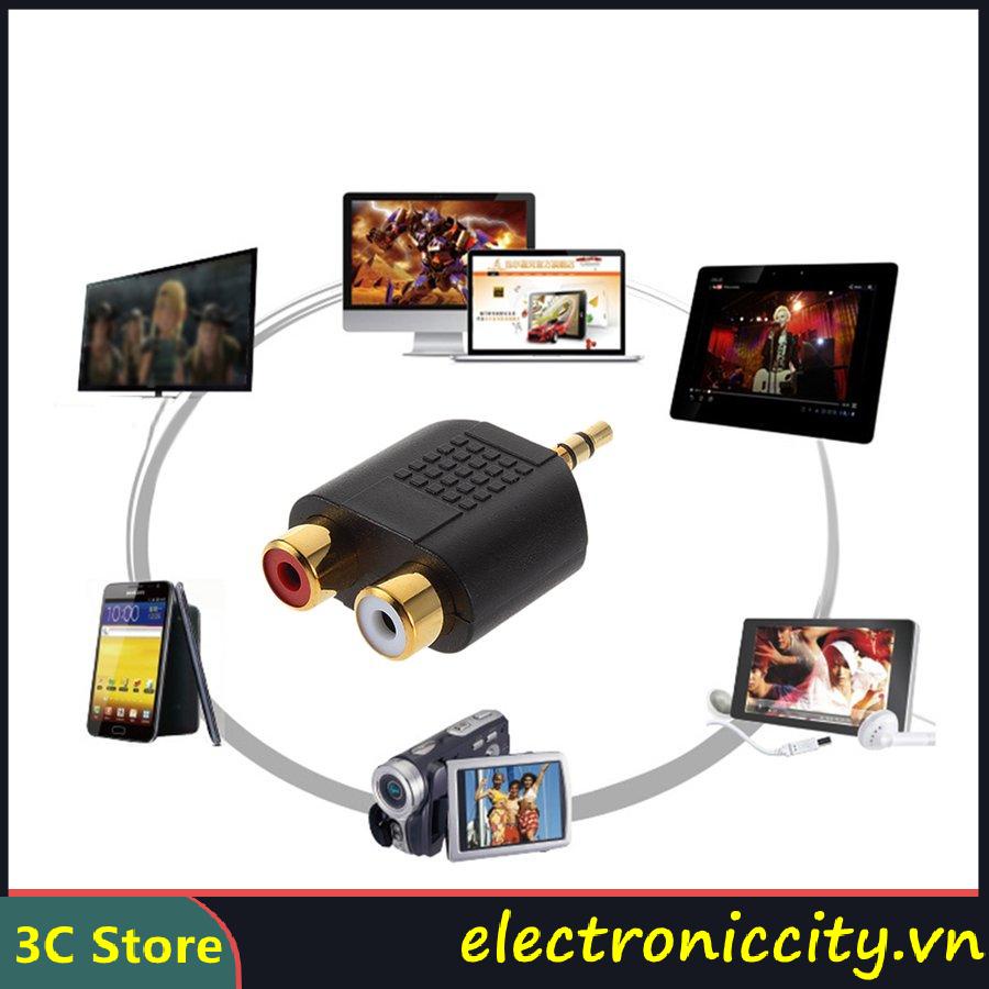 Bộ 3 đầu nối âm thanh mạ vàng 3.5mm sang 2RCA