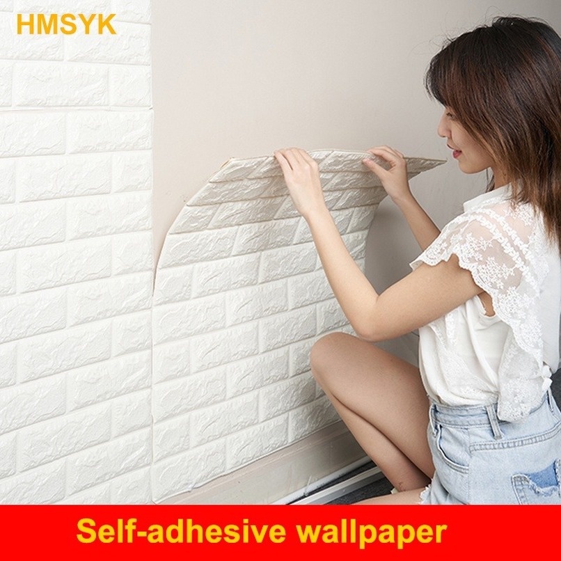 Giấy Dán Tường Giả Gạch 3D Chống Thấm Nước Trang Trí Phòng Khách / Phòng Ngủ