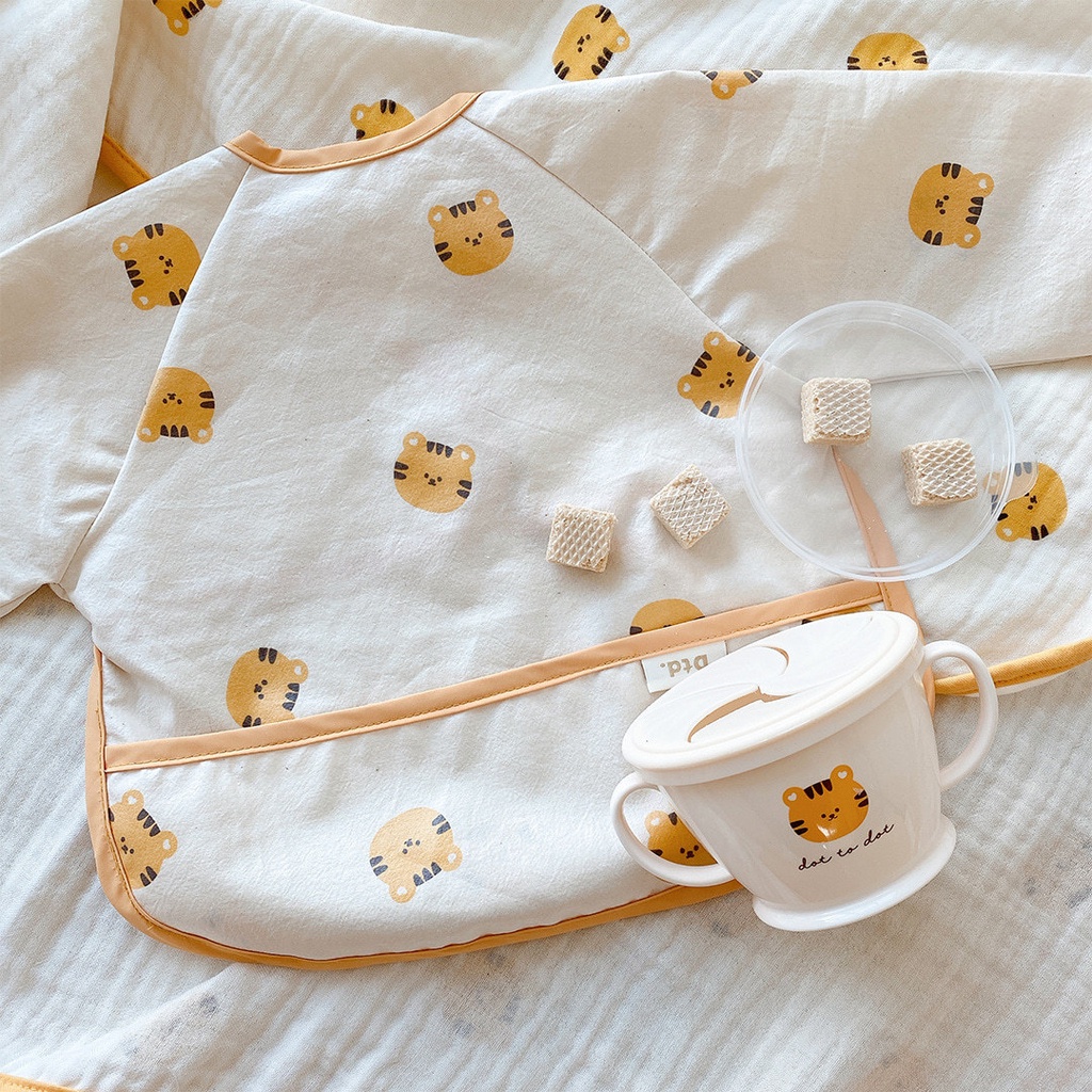 sẵn sàng chuyển hàng Yếm ăn dặm tiểu quý tộc chống thấm cotton thoáng khí có giác hút chân không cho