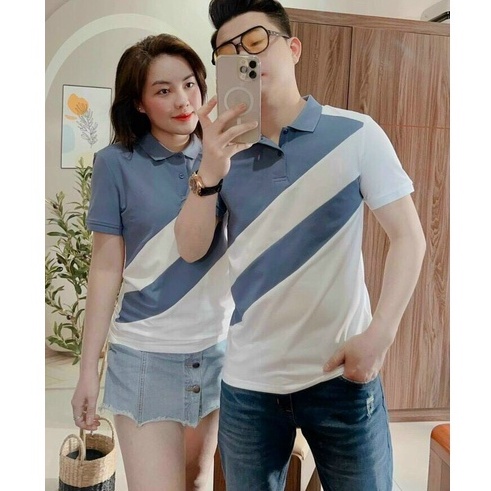 Áo thun Polo nam ngắn tay cổ bẻ, áo polo nam nữ áo đôi co giãn đẹp mẫu mới