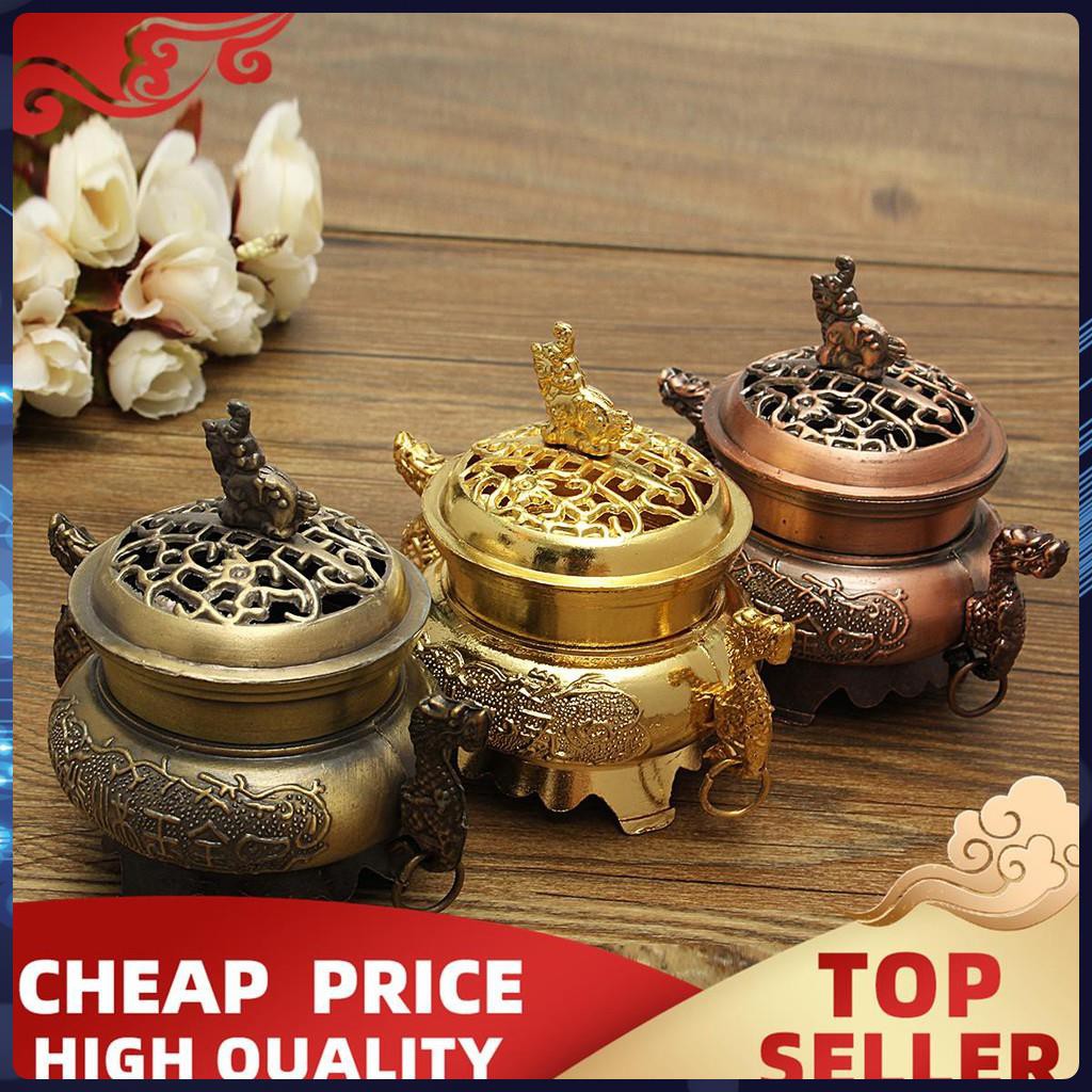 Trầm hương [DỤNG CỤ ĐỐT TRẦM HƯƠNG], lư đốt trầm hai rồng cao cấp - Tặng kèm nụ trầm