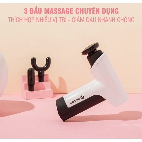 Máy Massage Gun Cầm Tay Mini Booster 2S - 3 Đầu, Công Suất 45W - Chính Hãng