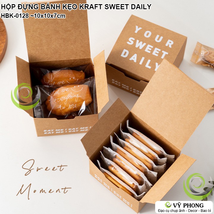 HỘP GIẤY CRAFT ĐỰNG BÁNH KẸO QUÀ TẶNG CÁC DỊP LỄ TẾT SINH NHẬT YOUR SWEET DAILY PHONG CÁCH ĐƠN GIẢN HBK-0128