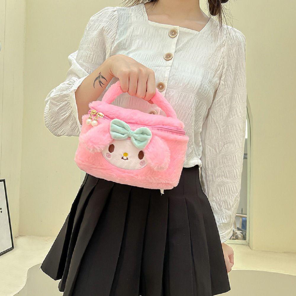 Túi Đựng Mỹ Phẩm Treo Tường Bằng Vải Bông Kuromi Melody Sức Chứa Lớn Thanh Lịch Dễ Thương Cho Nữ