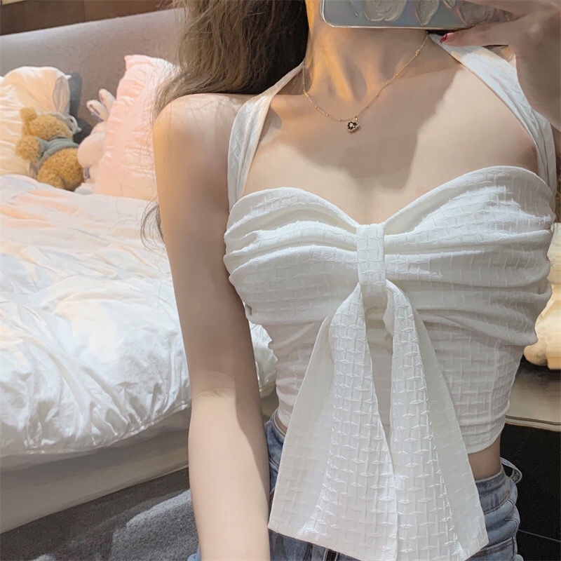 Áo Hai Dây Phối Nơ Thiết Kế Mới Quyến Rũ Thời Trang Mùa Hè Dành Cho Nữ