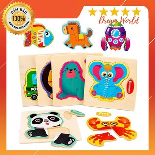 Đồ chơi gỗ thông minh: Ghép hình gỗ 3D Montessori cho bé - Tranh ghép hình gỗ puzzle - Bộ ghép hình Dreamworld