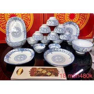 Bộ bát đĩa phuc lọc thọ bát,đĩa gốm sứ cao cấp bát tràng giảm 50%
