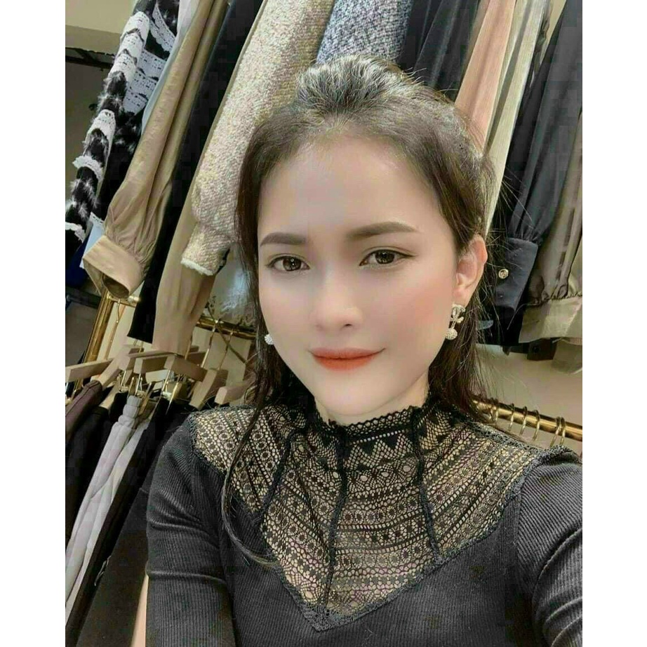 Áo Giữ Nhiệt Nữ Lót Nỉ Cổ Ren Siêu Ấm Hàng Loại Đẹp