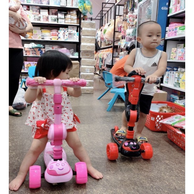 Xe trượt Scooter cho bé 3 In 1 có ghế ngồi - Hình  Gà Con Đáng Yêu - bánh có nhạc, đèn led