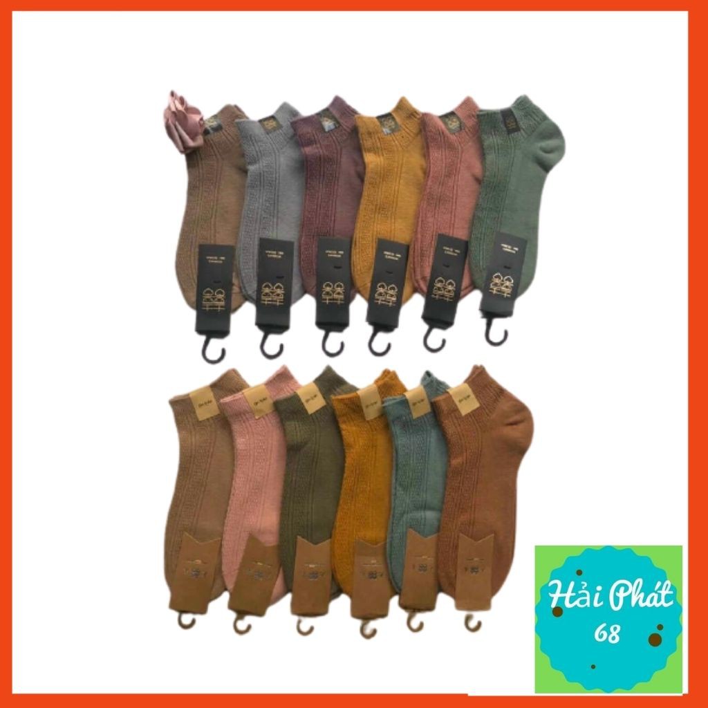 Tất Nữ Cổ Ngắn - Set 10 Đôi Tất Hàng Dệt Kim Dễ Thương Chất Mềm Mại Thấm Hút Mồ Hôi