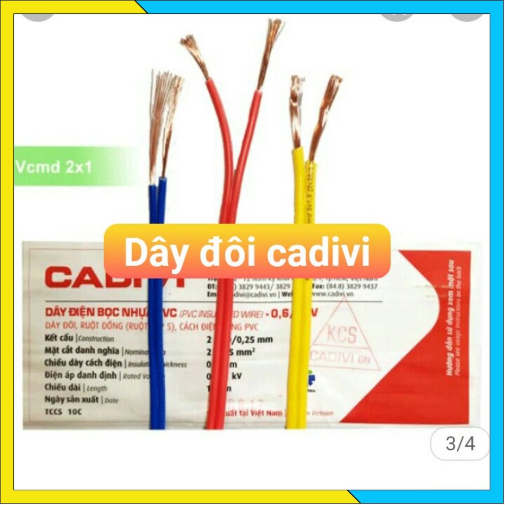 Dây điện đôi CADIVI 2x0,75 mm2 vcmd 2x24 - cuộn 100 mét SALE GIÁ KỊCH SÀN 50 CUỘN THÔI MN NHÉ