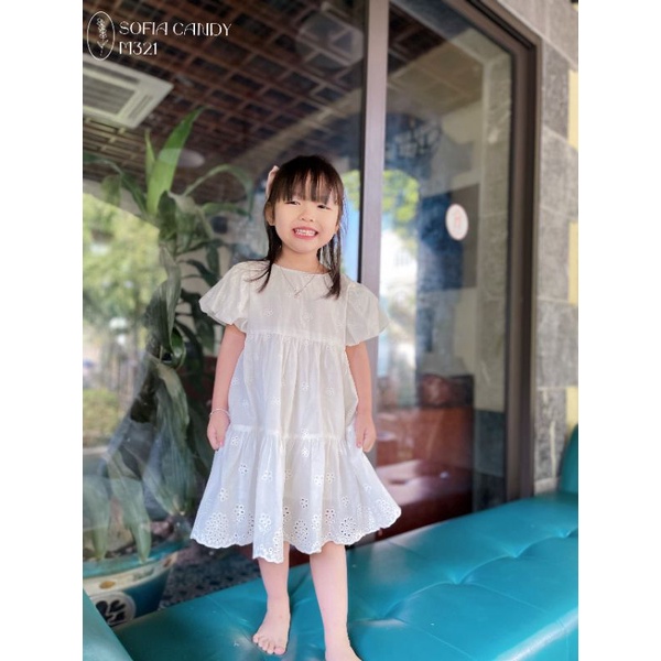 Váy thêu tay bồng bé gái 10-40kg