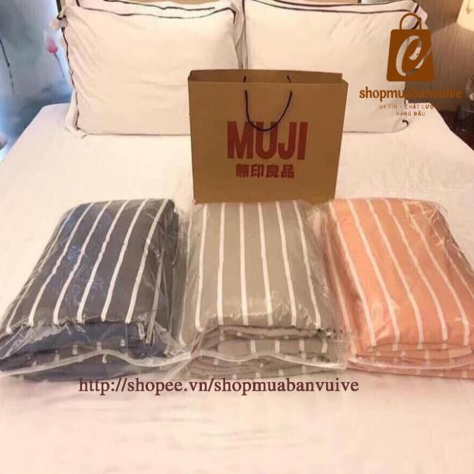 [SP] Chăn Hè Thu Cotton Đũi Kẻ Muji Nhật Bản