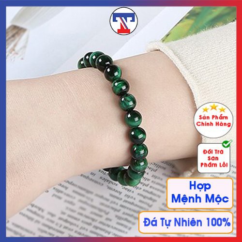 Vòng phong thủy mệnh mộc màu sắc xanh lá cỡ hạt nhỏ cho tay nữ TINA SHOP cam kết chất lượng mặt đá bóng