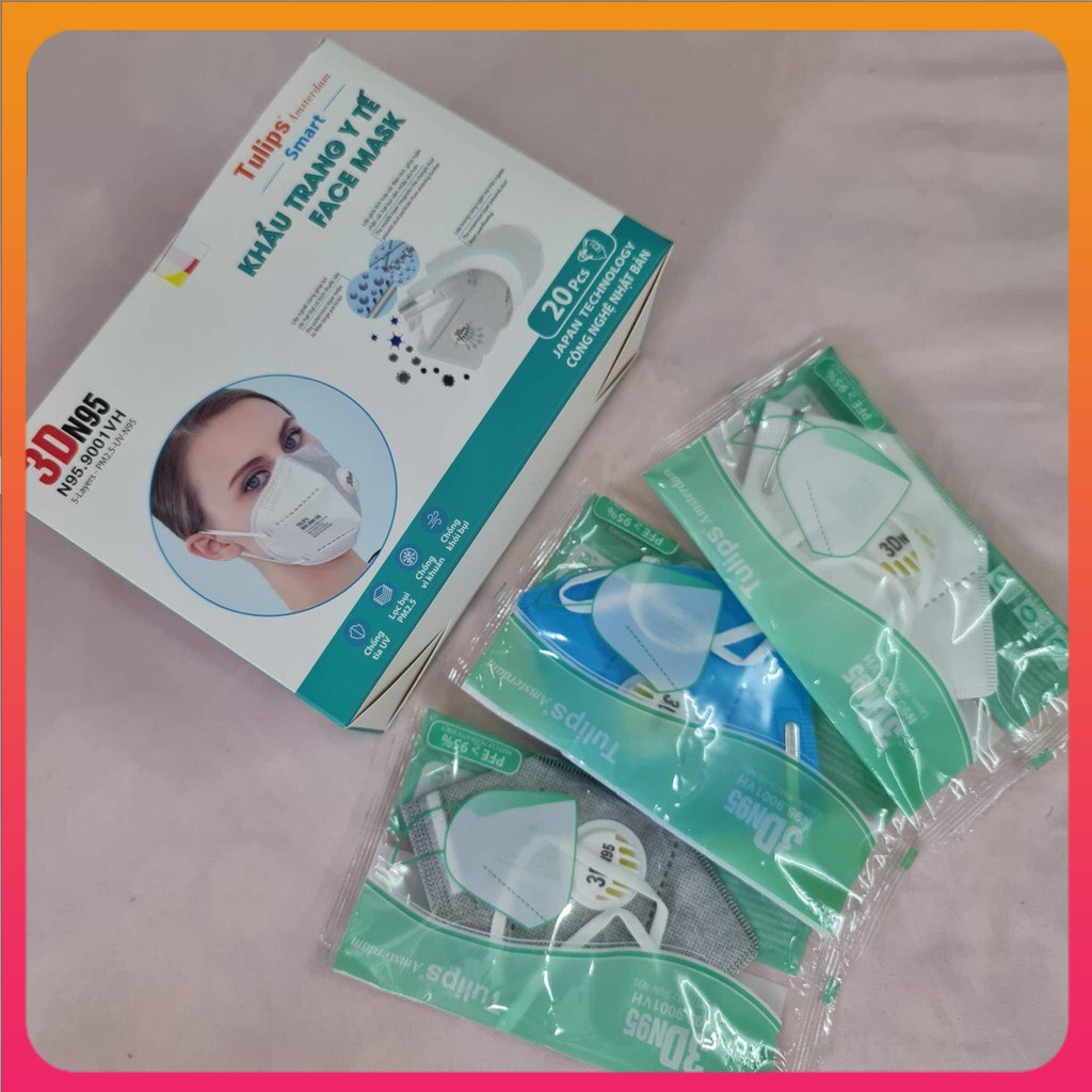 Khẩu Trang 3DN95 –9001VH Tulips – Công nghệ tiên tiến từ Nhật Bản với 5 lớp kháng khuẩn - Face Mask 3D N95