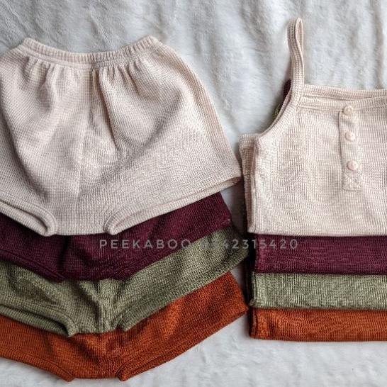 [PEEKABOO] BỘ HAI DÂY WAWA COTTON TỔ ONG CAO CẤP CHO BÉ GÁI