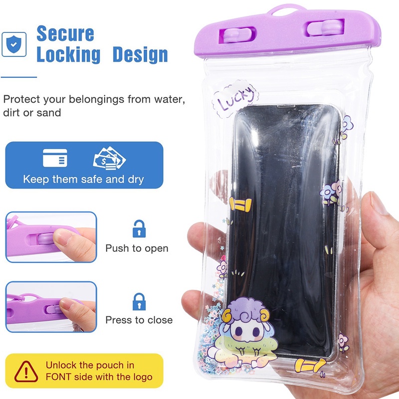 Túi Đựng Điện Thoại Trong Suốt Chống Thấm Nước Chống Rơi Chạm Được Màn Hình Cảm Ứng In Họa Tiết Hoạt Hình Dễ Thương Khi Đi Bơi