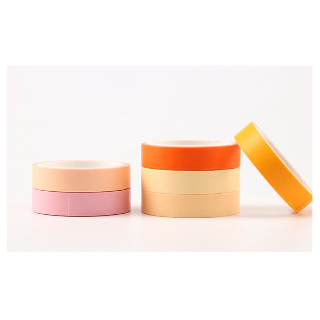 Set 6 Cuộn Băng Keo Washi Màu Sắc Ngọt Ngào Rộng 9mm Dài 3m Dùng Để Trang Trí Nhật Ký
