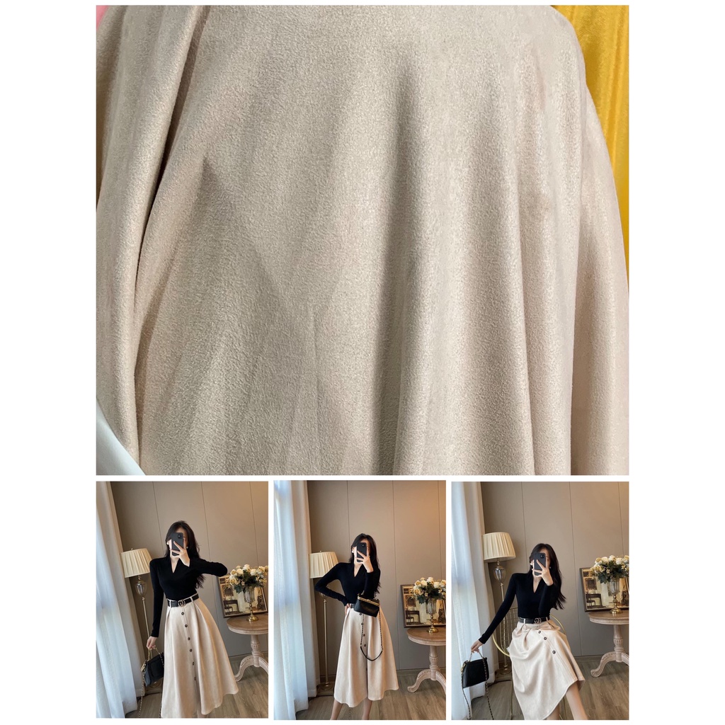 CHÂN VÁY DA LỘN DÁNG XOÈ DÀI 70CM KHOÁ SAU KÈM BELL HOT TREND