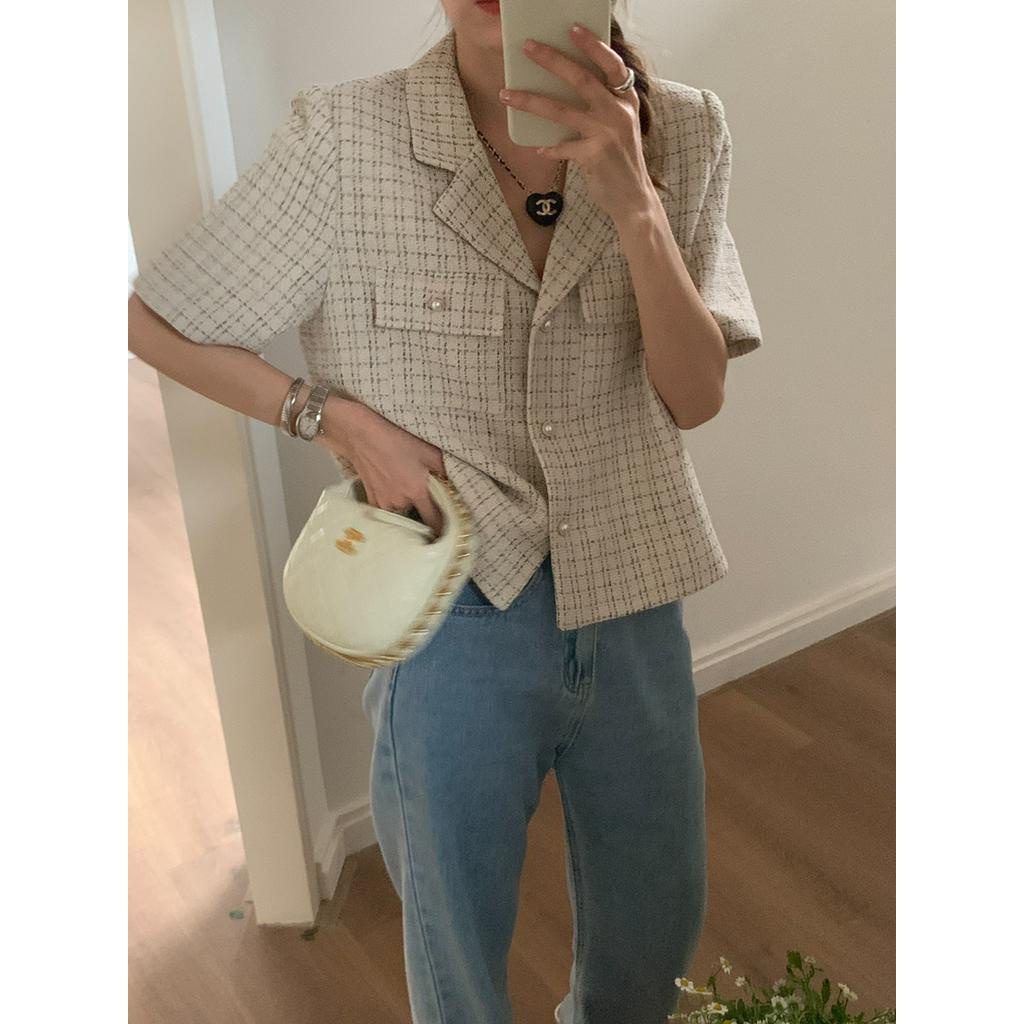 Áo Khoác Blazer Dáng Ngắn Phong Cách Retro Pháp 62578
