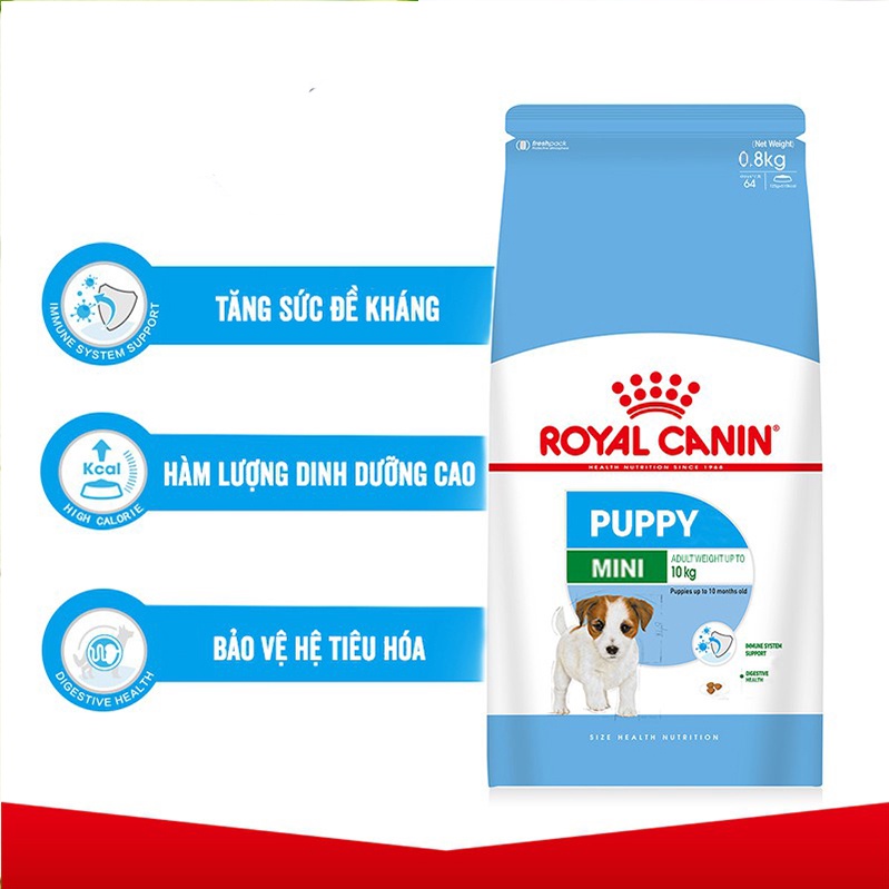 Hạt ROYAL CANIN MINI PUPPY cho chó con size nhỏ dưới 12 tháng tuổi gói nguyên 800gr