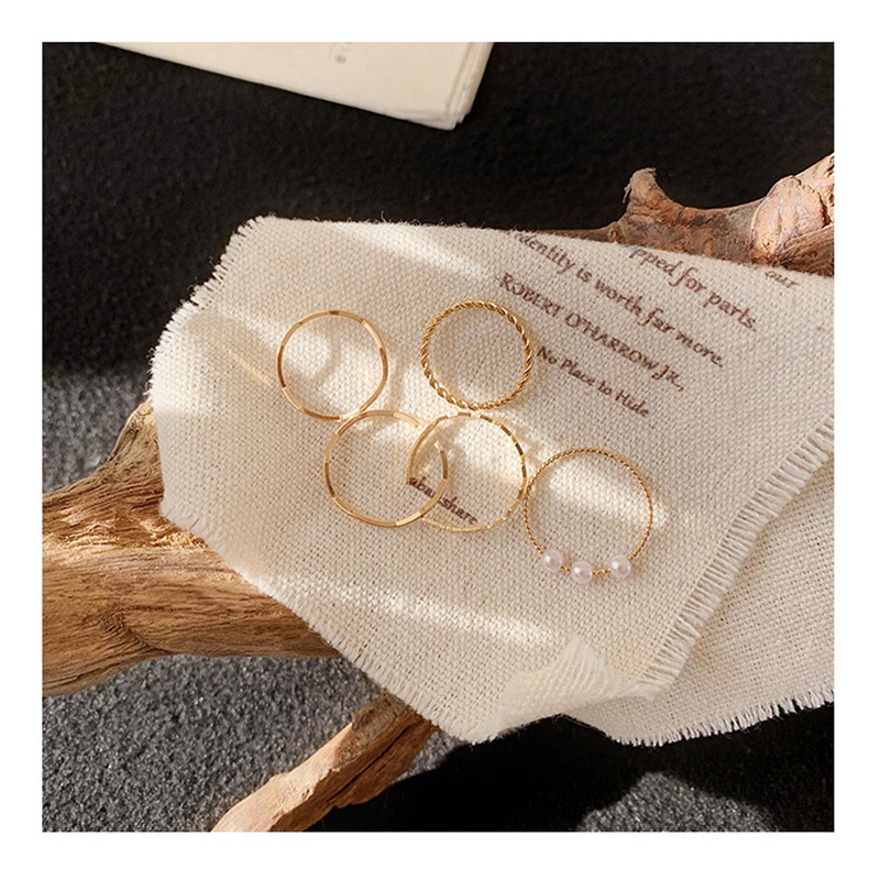 Set 5 Nhẫn Đeo Tay Kim Loại Thời Trang Cho Nữ