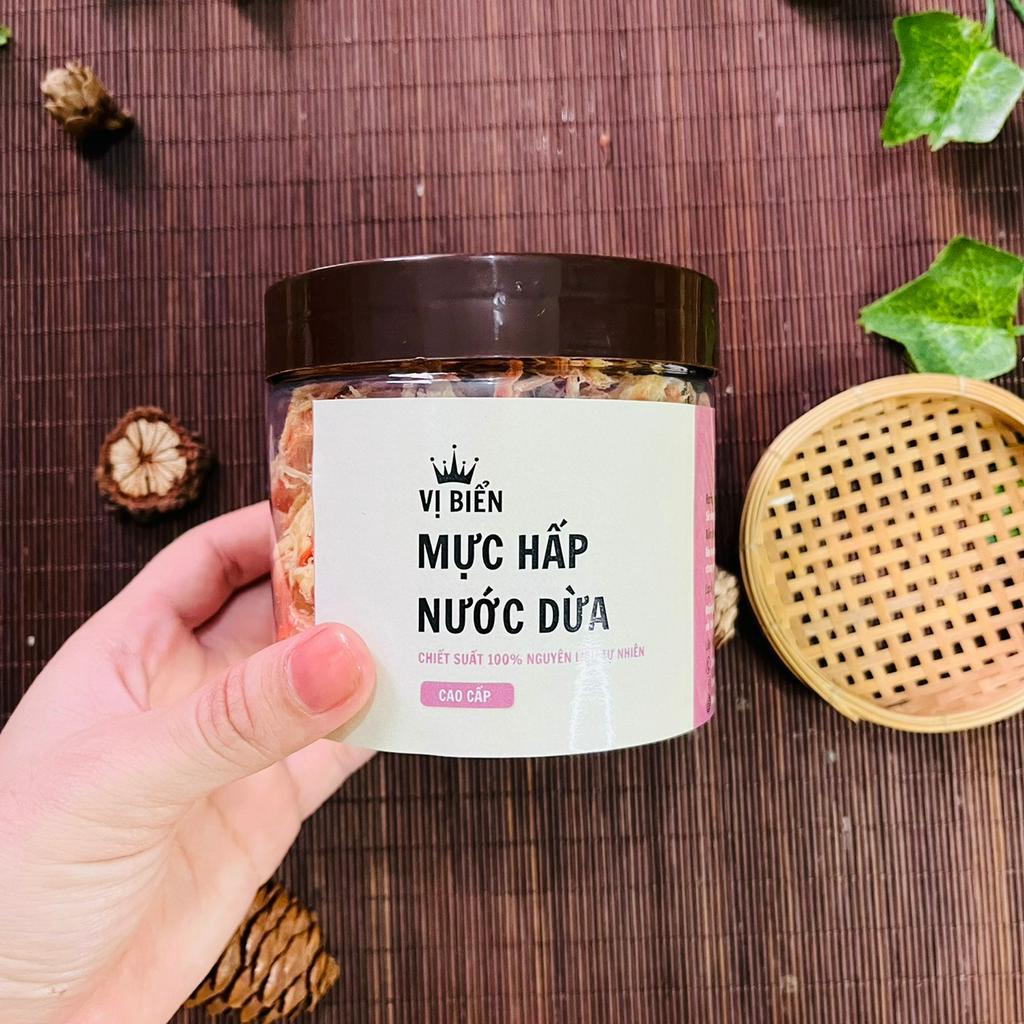 Mực Khô Hấp Nước Cốt Dừa Xé Sợi Vị Biển, Đồ Ăn Vặt Ngon Giá Rẻ Hủ PET 150GR Thực Phẩm Ăn Liền