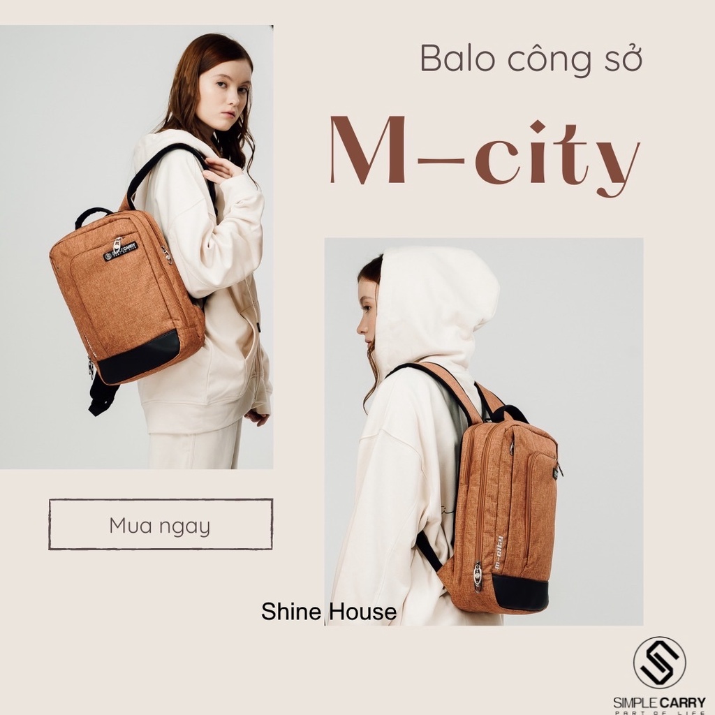 [CHÍNH HÃNG] Balo Laptop Công Sở Chống Thấm Simple Carry M-City - Shine House