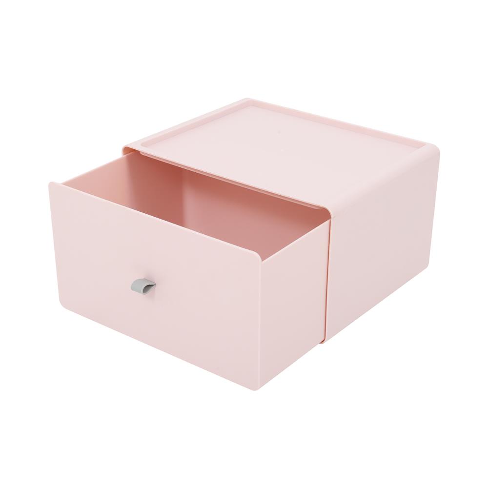 HomeBase ACCO Hộp nhựa dạng ngăn kéo có thể xếp chồng lên nhau thành tủ Size XL C15.3xR26.8xS21cm màu hồng