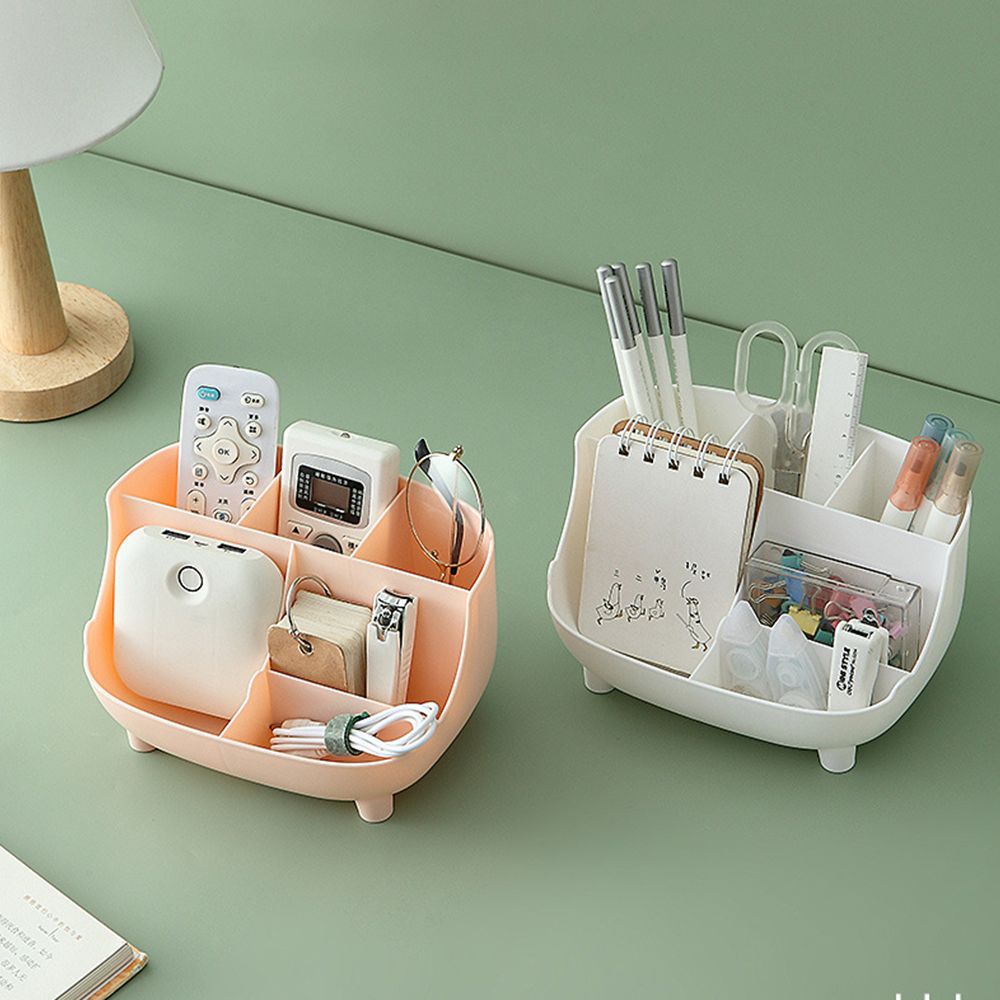 Hộp Đựng Bút/ Đồ Trang Điểm Để Bàn Bằng Nhựa 6 Ngăn Màu Sắc Đa Năng Tiện Dụng