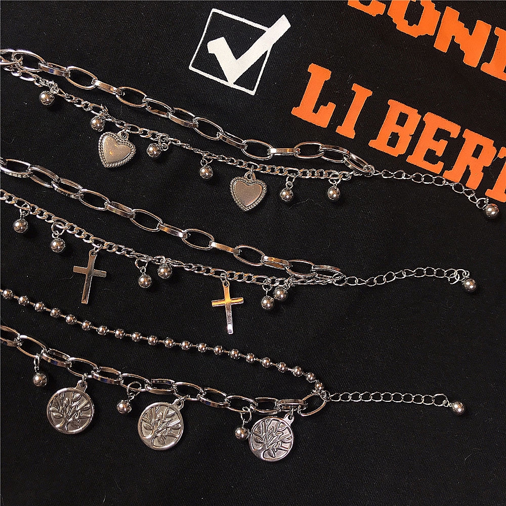 Vòng tay hai lớp hình thánh giá/trái tim/cây sự sống phong cách hip hop cho nam nữ 22041