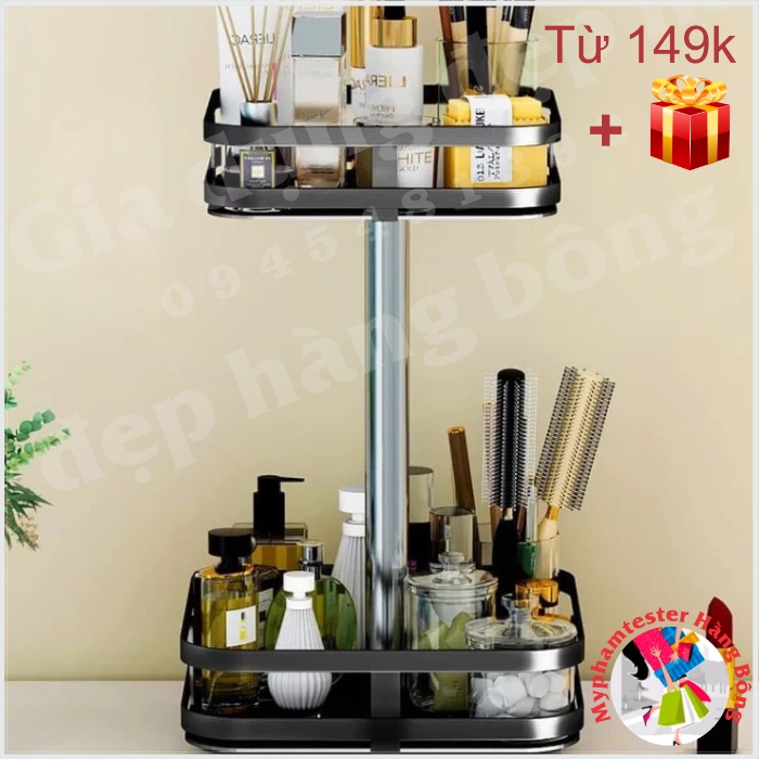 (HÀNG ĐẸP) Kệ THÉP đen, kệ đen tròn/vuông xoay 360*cao cấp 2 tầng, 3 tầng