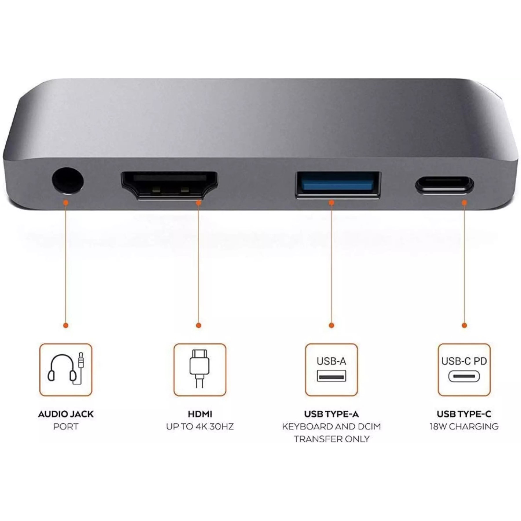 Hub Usb type-c ra 4 cổng HDMI, USB, Aux, sạc 60w cho iPad Pro 2020