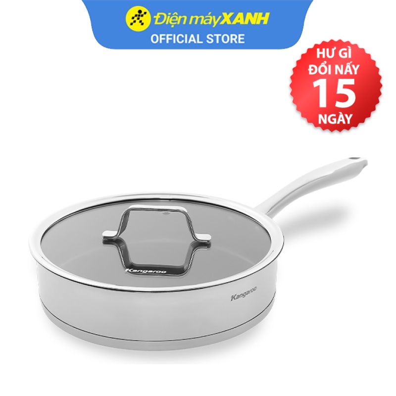 Chảo inox chống dính đáy từ nắp kính 26cm Kangaroo KG01F126