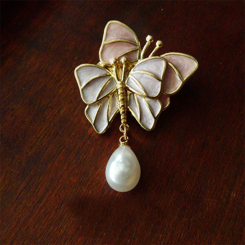 Ghim Cài Áo Hình Hoa / Bướm Tráng Men Tím / Hồng Phong Cách Cổ Điển Thời Trang Xinh