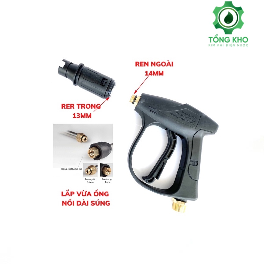 Bộ súng xịt và bình phun bọt tuyết 300ml cho máy rửa xe áp lực cao (Ren 22 và 14mm) - Tổng kho kim khí điện nước