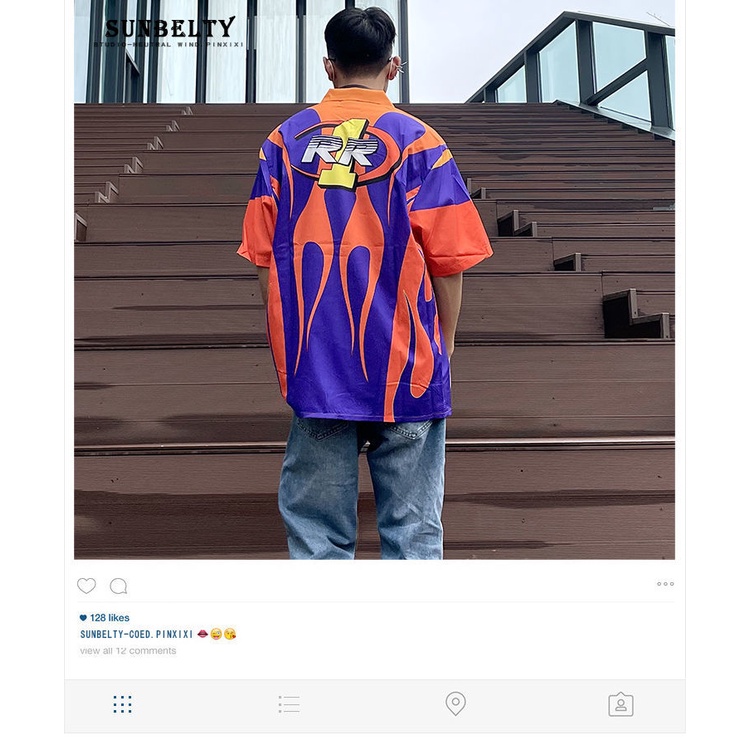 Áo Khoác Mỏng Tay Ngắn In Chữ Và Ngọn Lửa Phong Cách Hip Hop Thời Trang Mùa Hè 2022 Cho Nam
