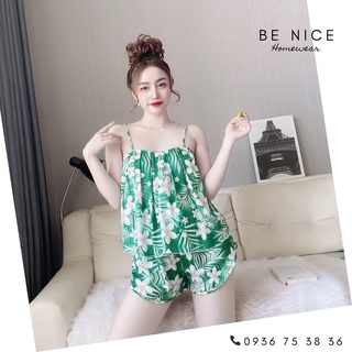 Bộ lụa dây xếp ly nhiều họa tiết xinh xắn, Be Nice Homewear