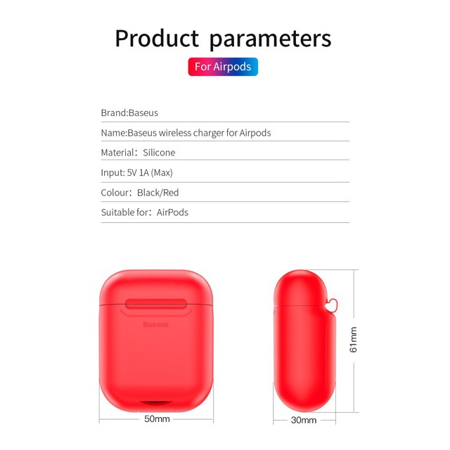 Bao Silicone bảo vệ tích hợp sạc không dây Baseus Wireless Charger dùng cho tai nghe Apple Airpods