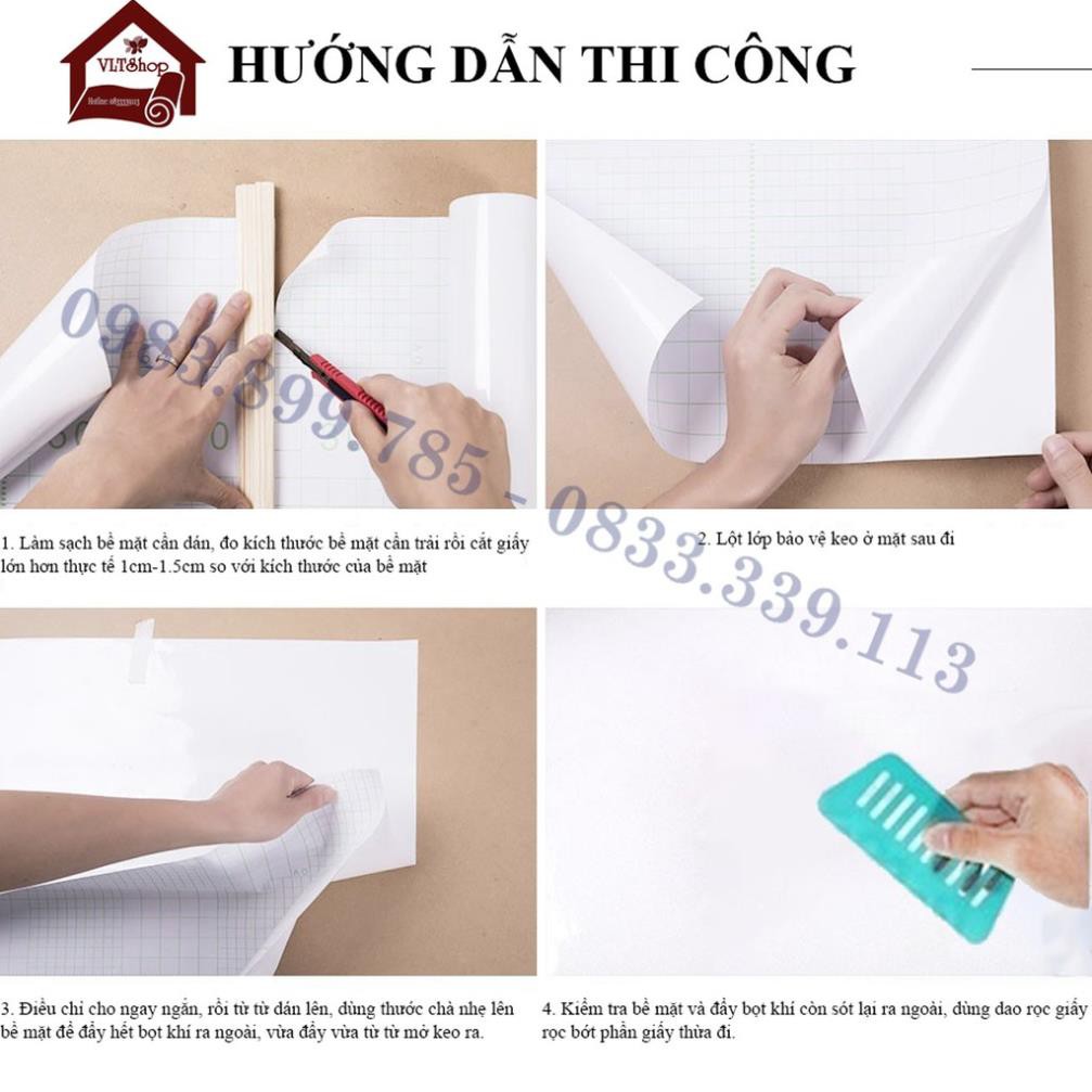 Giấy dán tường nhà tắm/ nhà bếp chống thấm nước chịu nhiệt độ cao kích thước 60cmx1m