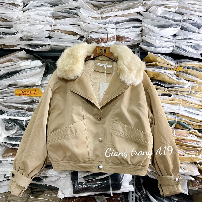 Áo da nhung lót lông ( cổ lông tháo rời ) | BigBuy360 - bigbuy360.vn