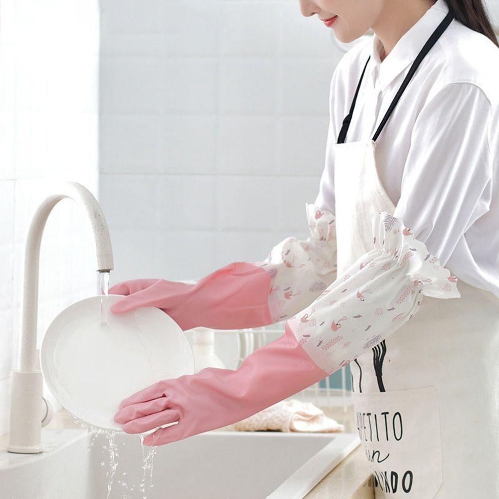 Găng Tay Nhung Một Lớp Chống Thấm Nước Tiện Dụng Cho Rửa Chén