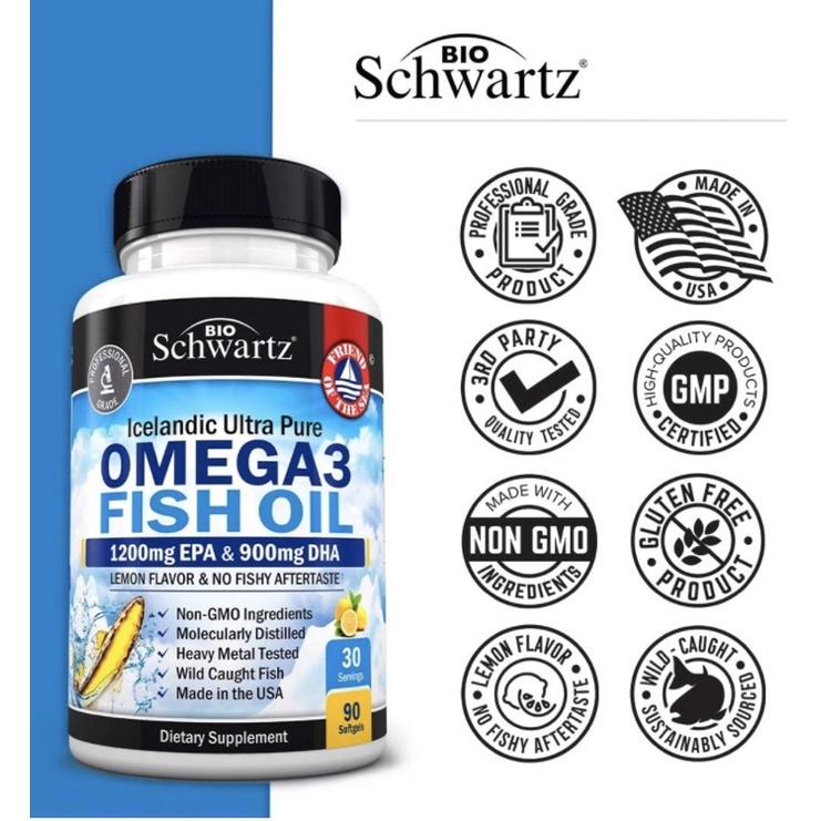 Dầu cá omega 3 cao cấp BioSchwartz Fish Oil Omega 3 EPA & DHA 2250 mg 90viên USA