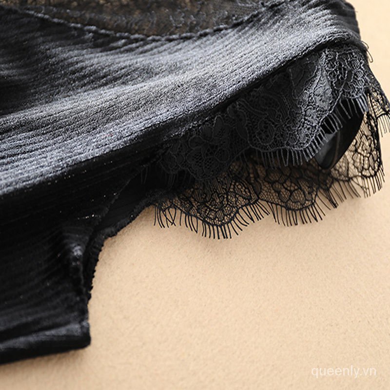 Áo hai dây vải nhung phối ren dáng ôm hở lưng thời trang mùa thu cho nữ 2021 | BigBuy360 - bigbuy360.vn