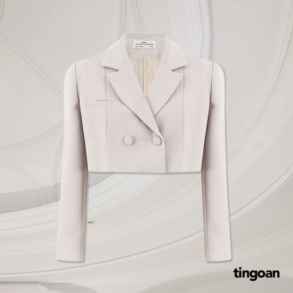 Áo khoác vest crop dáng vừa nude 2 cúc tingoan NEXT TO ME VEST/NUDE