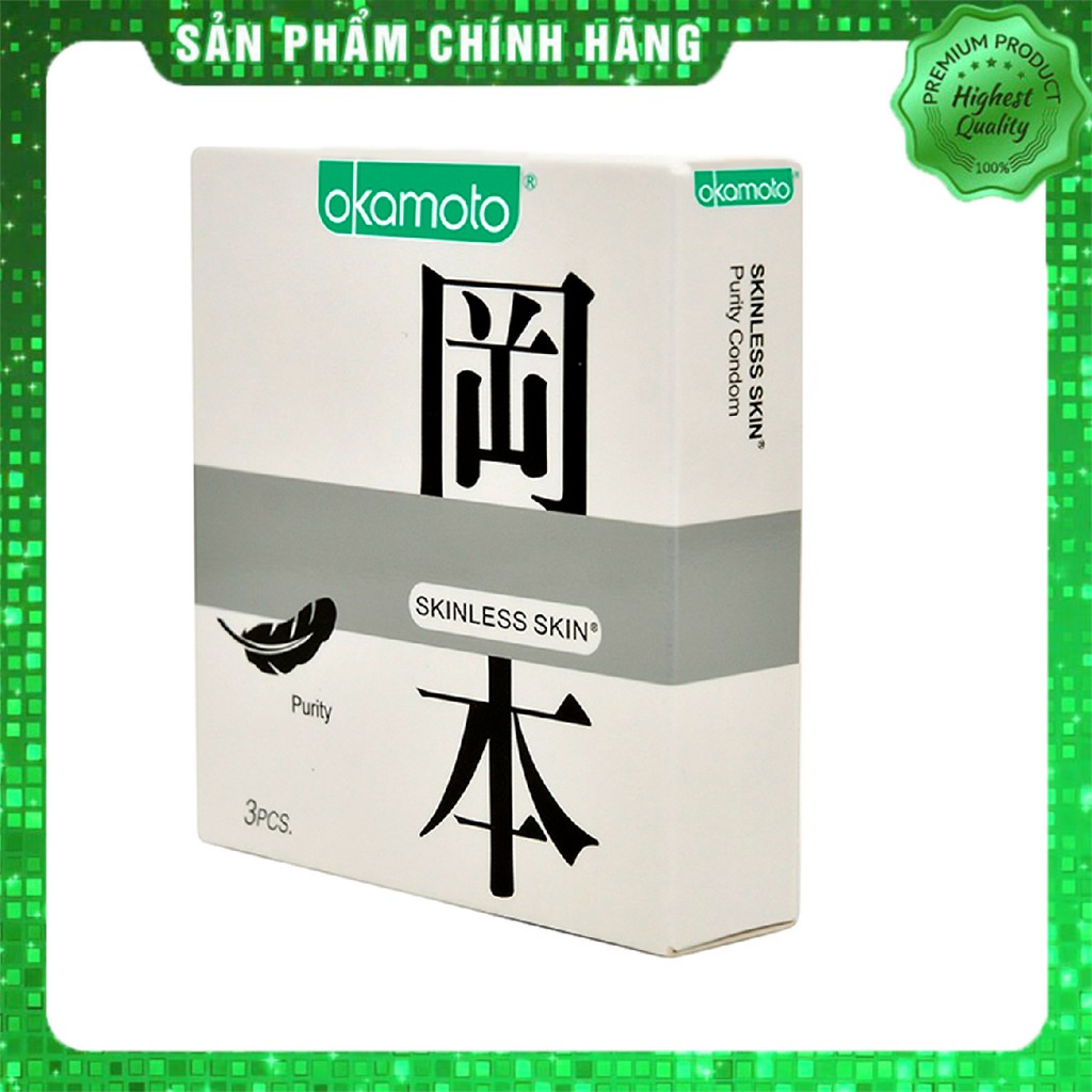 Bao cao su siêu mỏng tinh khiết 3 chiếc Okamoto Purity